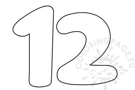 Number 12 Bubble Letter Coloring Page