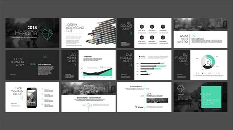 A Large Set Of Business Brochures With Green And Black Colors