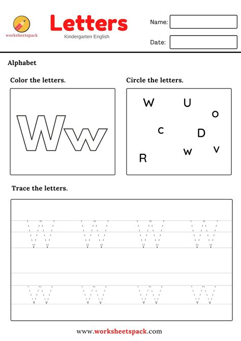 Trace The Letter W Free Printable Worksheets Pack