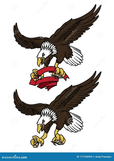 Eagle Claw Ribbon Mascot Vector Design Illustration Stock Vector