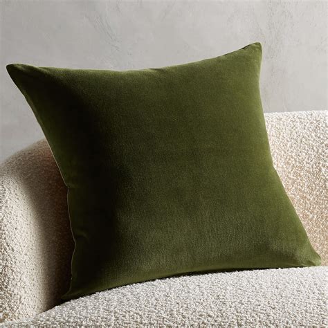 Leisure Green Velvet Modern Throw Pillow With Down Alternative Insert