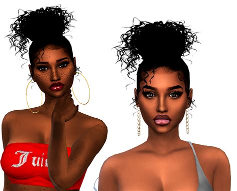 Messy Curly Bun Sims 4 Curly Hair Sims 4 Afro Hair Messy Curly Bun