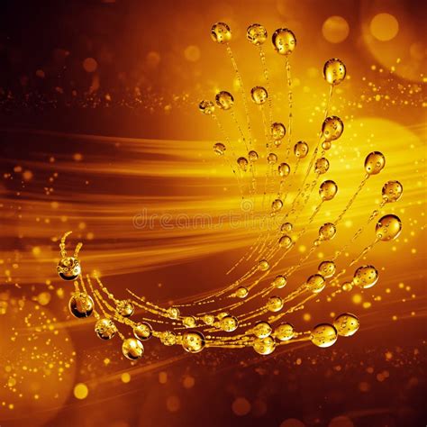 3d Detailed Illustration Of A Drop Of Water Gold Color Stock