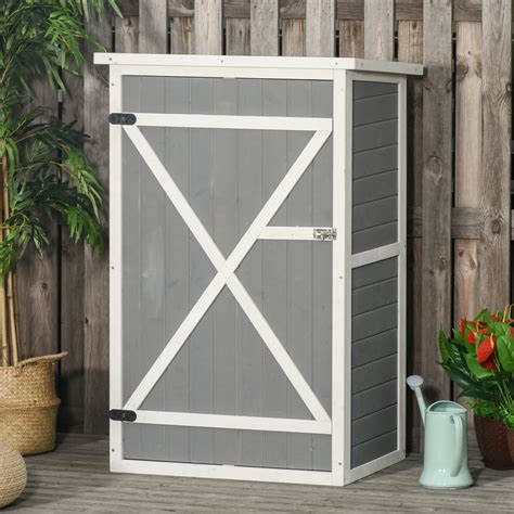 Outsunny Wooden Garden Storage Shed Fir Wood Tool Cabinet Organiser