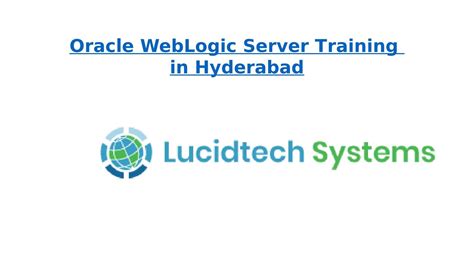 Oracle Weblogic Server Online Training Oracle Weblogic Server Training In Hyderabad By