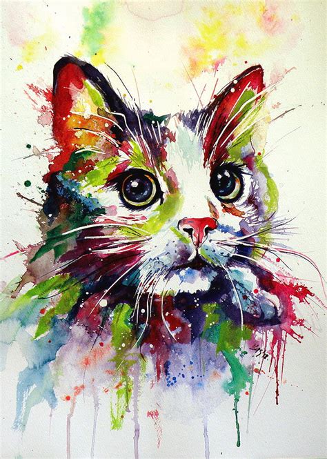 Peinture Animalière Chat Coloré V Par Kovacs Anna Brigitta Cat