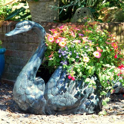 Large Swan Garden Plantersitting Swan Flower Pot Candle And Blue