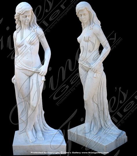 Place The White Marble Pavilion With Nude Woman Statues For Guests Of