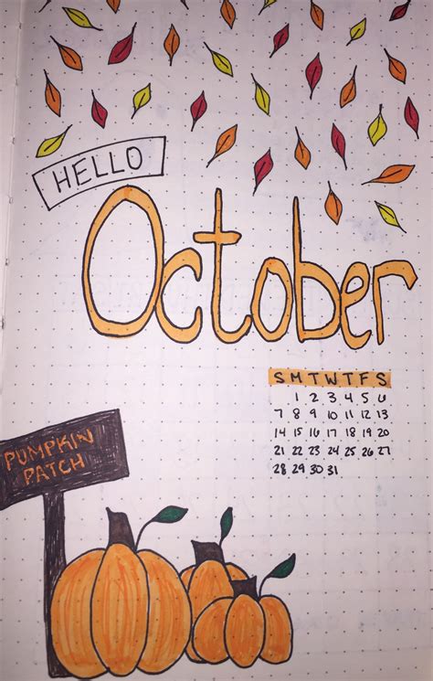 Bujo Bulletjournal Journaling October Coverpage Calendar Fall