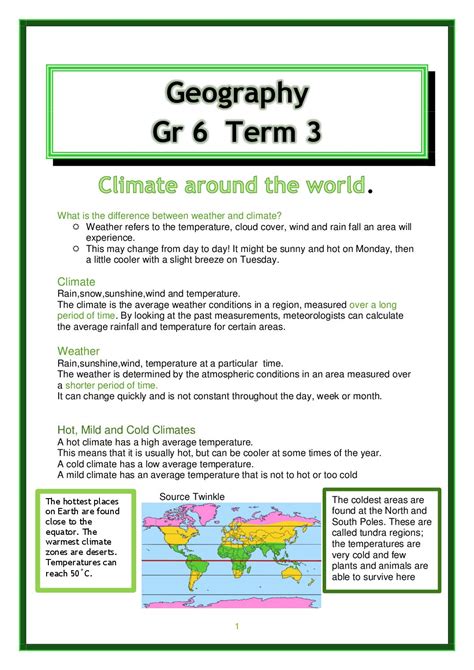 Geography Term 3 Grade 6 Summary • Teacha