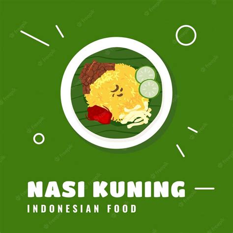 Premium Vector Nasi Kuning Asian Traditional Food From Indonesia