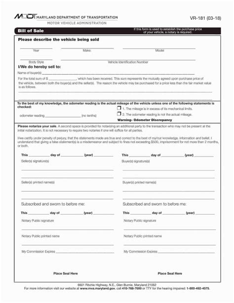 Free Fillable Maryland Vehicle Bill Of Sale Form ⇒ Pdf Templates