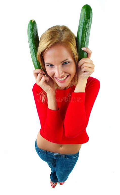 Women And Cucumber Royalty Free Stock Image Image 29423416