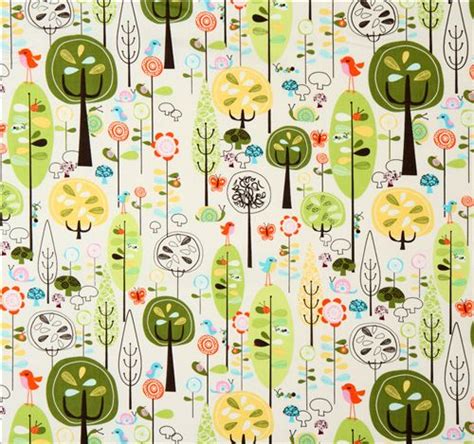 White Riley Blake Fabric Forest With Birds Mushrooms Modes4u