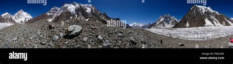 Panoramic View Of K2 Mountainbroad Peak And Gasherbrum Iv Peak At