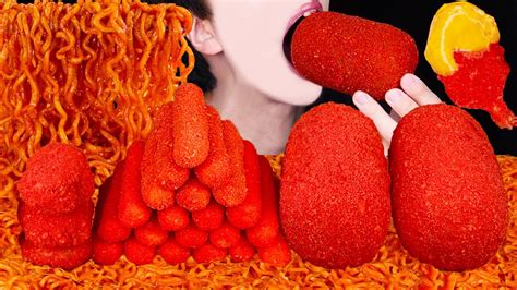 ASMR CHEESY HOT CHEETOS GIANT SAUSAGE CHEESE STICKS FIRE NOODLES