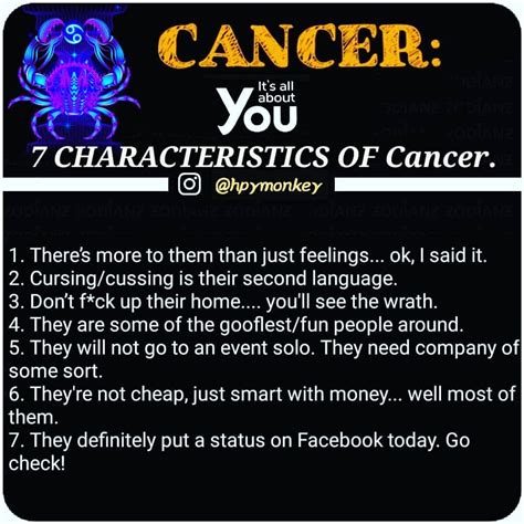 Their personalities can change from minute to minute and they are capable of emotions that run the gamut. 7 CHARACTERISTICS OF SIGN | Cancer horoscope, Astrology ...