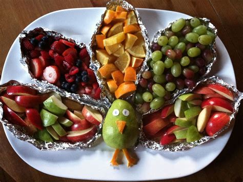 Nibble on one of these tasty apps to tide you over until thanksgiving dinner. Kid friendly fruit platter for school Thanksgiving party ...