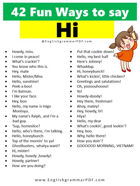 Fun Ways To Say Hi Interesting English Words Good Vocabulary
