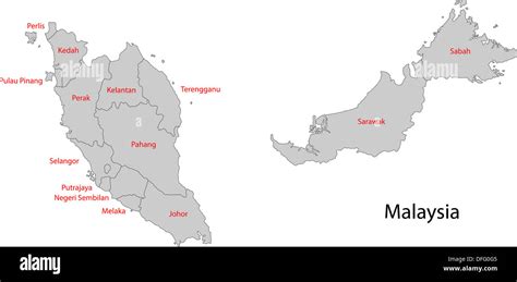 Grey Malaysia Map Stock Photo Alamy