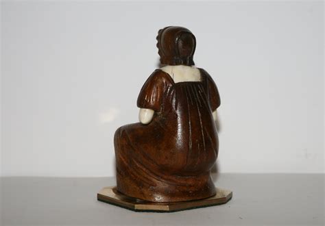 Erotic Young Lady Sculpture In Wood And Ivory For Sale