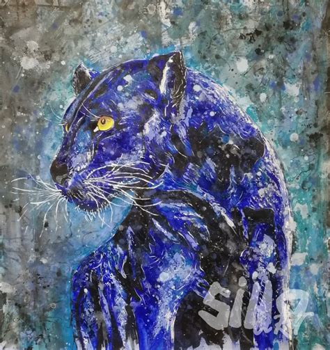 Black Panther 95cm X 95cm Acrylic On Canvas Original Animal Painting