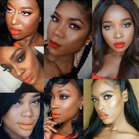 Orange Lipstick On Dark Skin Beautyphotography Dark Skin Makeup