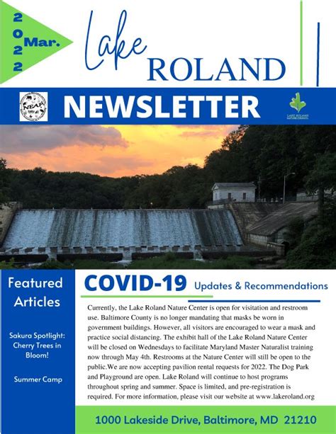March 2022 Lake Roland Monthly Newsletter Lake Roland Nature Council