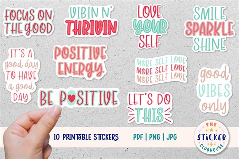 Positive Vibes Sticker Bundle Graphic By Thestickerclubhouse · Creative
