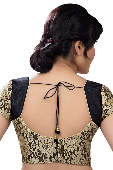 Black And Gold Designer Wear Raw Silk With Net Layer Lovely Blouse With Cap Sleeves Bl702