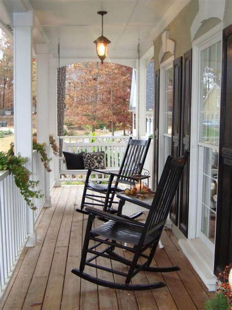 Cozy Wooden Rocking Chairs Front Porch Seating Ideas Porch Area