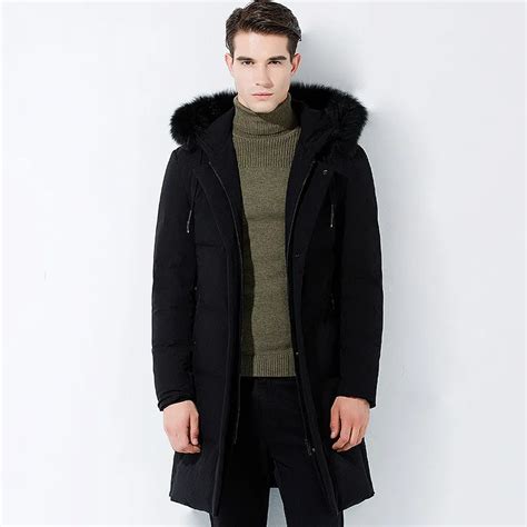 mens clothing 2018 winter jacket men clothes white duck down jacket men parkas long fox fur