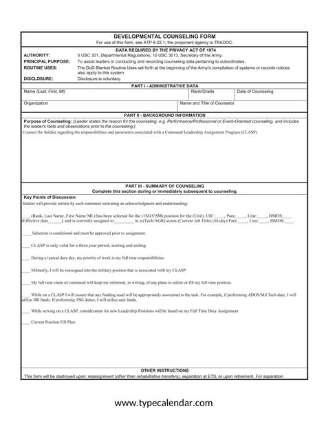 Free Printable Army Counseling Form Templates Da 4856 Fillable Pdf