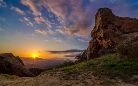 Brown Rock Under Cloudy Sky During Golden Hour Hd Wallpaper Wallpaper