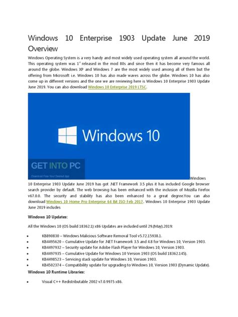 Windows 10 Enterprise 1903 Update June 2019 Overview Pdf
