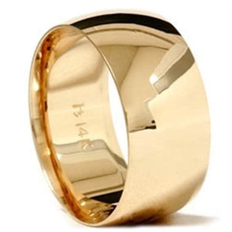 10mm Mens Wide Solid 14k Yellow Gold Wedding Band Ring Size 7 12