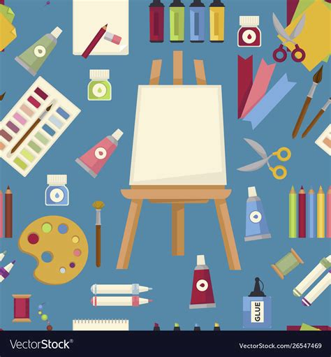 Art Painting Tools And Equipment Seamless Pattern Vector Image