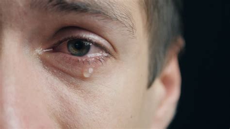 Shot Of Crying Man With Tears In Eye Closeup Stock Footage Video