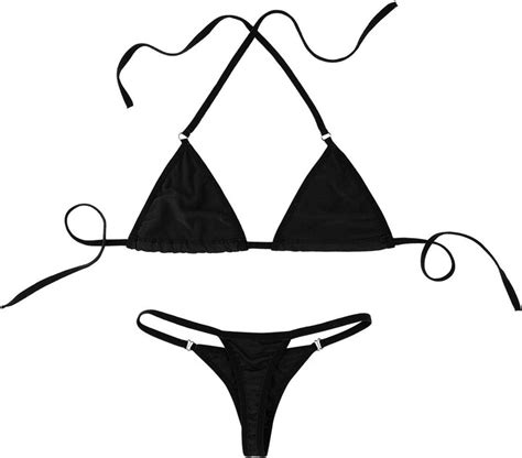 Yuumin Wman S Sexy Triangle Bikini Set Halter Neck Bra High Waist Thong Two Piece Swimsuit