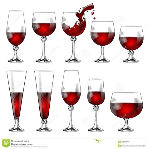 Le forme dei nostri bicchieri un buon vino rosso lo si apprezza al meglio solo se servito in un bicchiere da vino rosso adatto. Insieme Dei Bicchieri Di Vino Delle Dimensioni E Delle ...