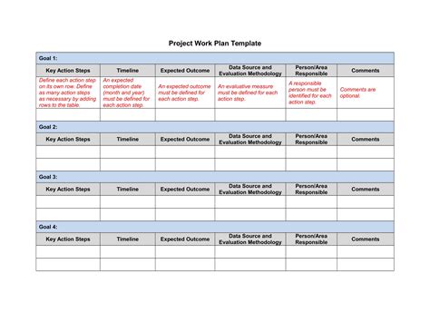 Action Plan Project Work Plan Template Excel Hq Printable Documents
