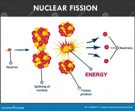 Nuclear Fission Process Vector Illustration Stock Vector Illustration