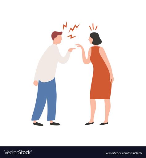 Cartoon Couple Scream Each Other Having Conflict Vector Image