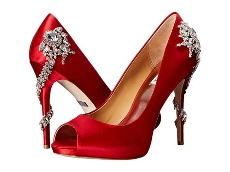 Lyst Badgley Mischka Royal Red Satin High Heels In Red