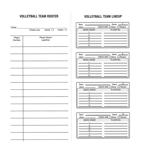 Sample Volleyball Roster Template 6 Free Documents