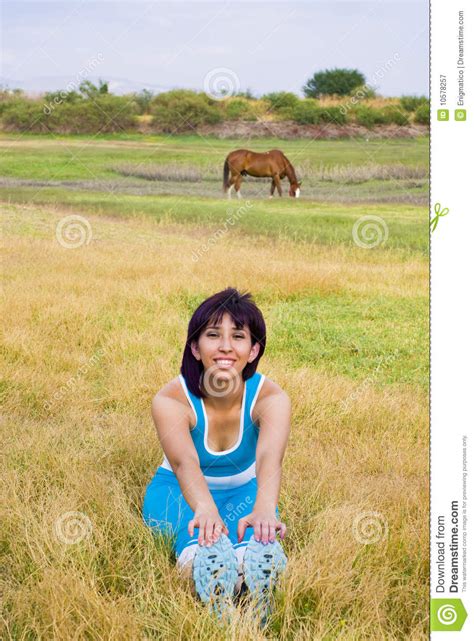 Woman Stretching Outdoors Stock Image Image Of Vertical 10578257