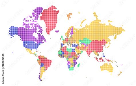 Dotted World Map Colored World Map Colourful World Countries