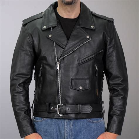 Hot Leathers Jkm1002 Classic Mens Motorcycle Leather Biker Jacket Wit