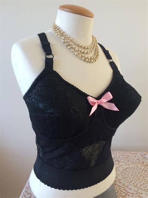 Barbara Vintage Black Lace Longline Bullet Bra Cone Cup Etsy Canada