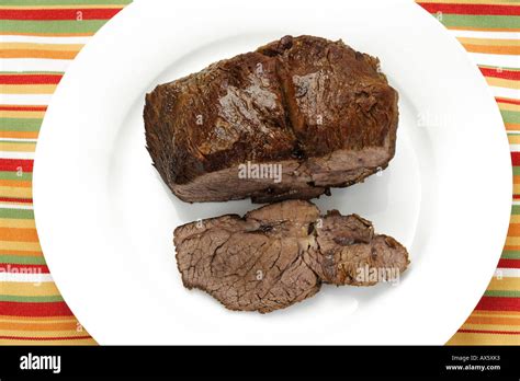 Roast Beef On Plate Stock Photo Alamy